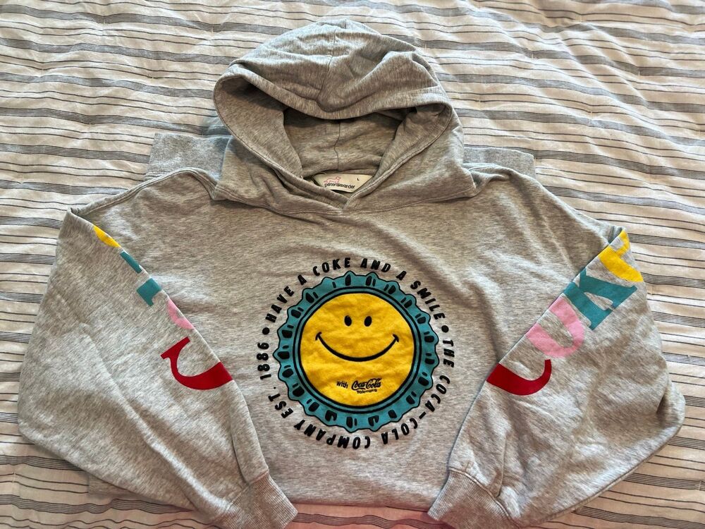 Peter Alexander Coca-Cola Smiley Face Hooded Sweatshirt Dress Size Large - Picture 6 of 8